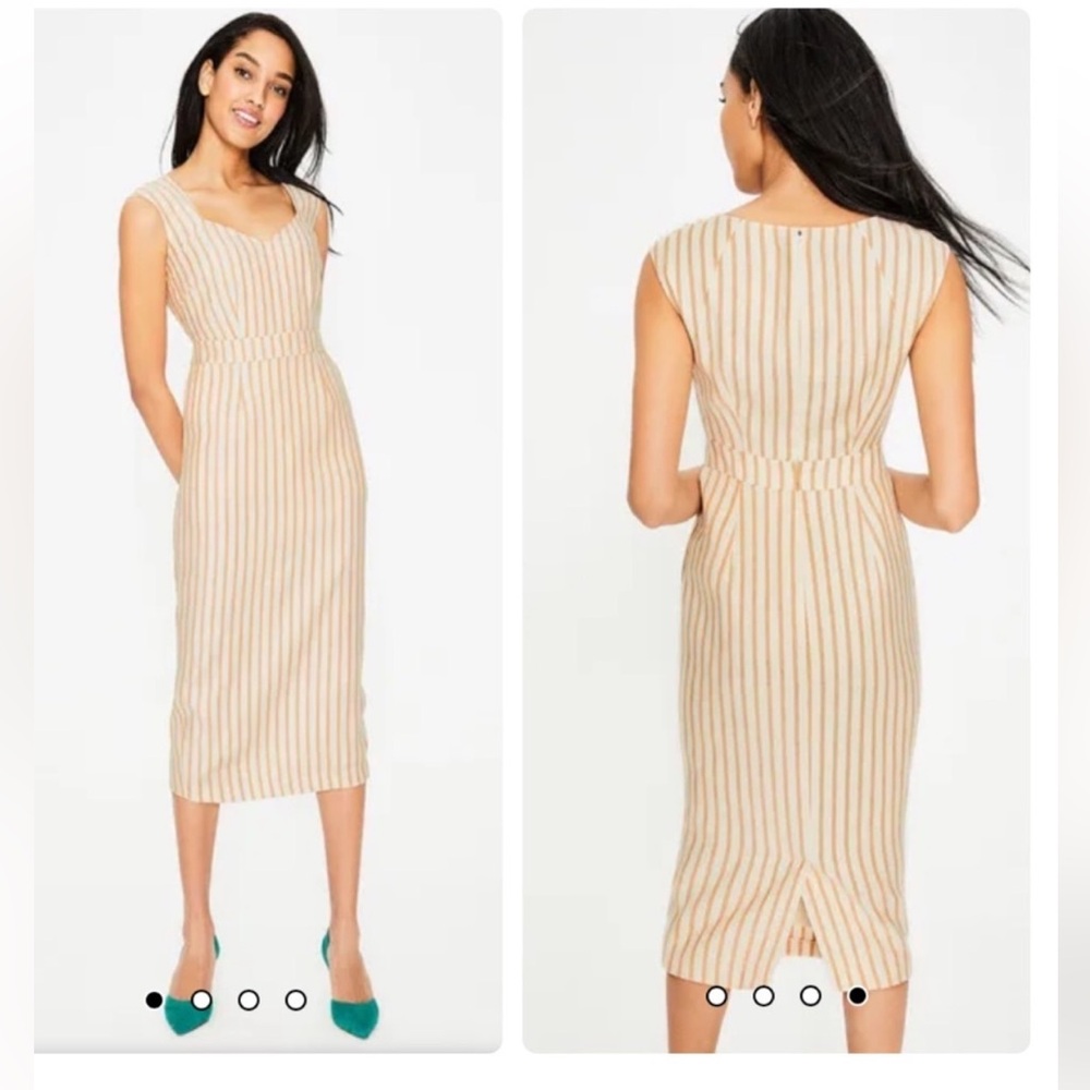 Boden Frances Midi Dress - Yellow Ochre Stripe